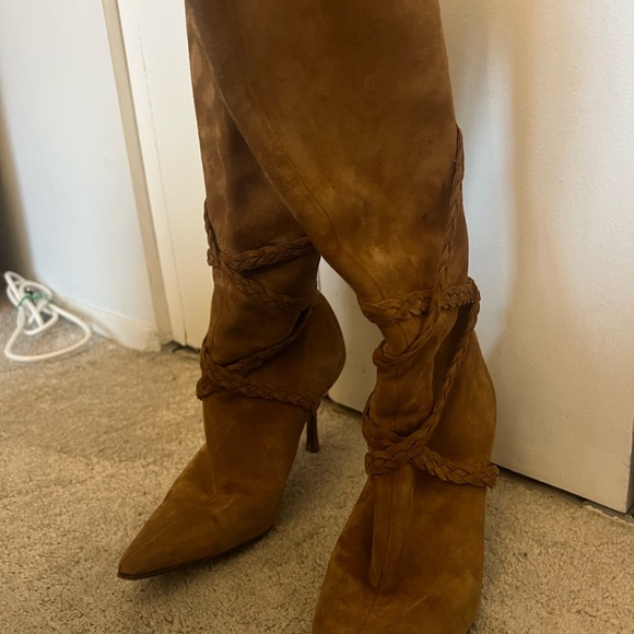 Jimmy Choo Brown Suede High Knee Boots - Picture 2 of 6